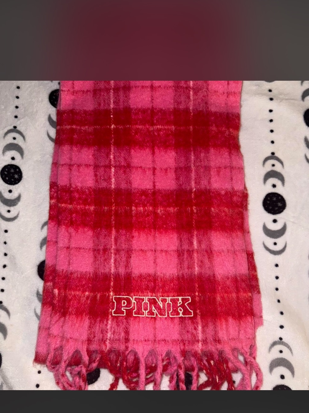 PINK Victoria's Secret Pink Plaid Fringe Scarf